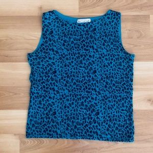 Blue leopard print sleeveless shirt. Size S